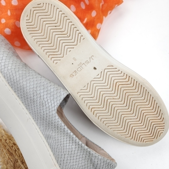 J Slides Grey Leather Embossed Loafers Sz 8m - Picture 7 of 7